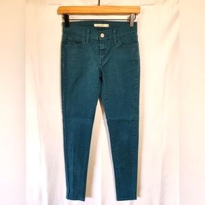 Levi's 710 Super Skinny teal twill pants, size 26x30